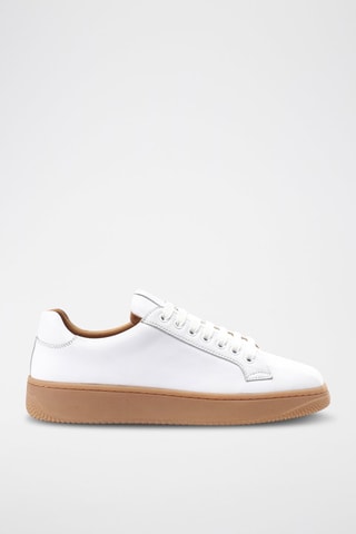 Sapatilhas regular em couro - Branco - Branco