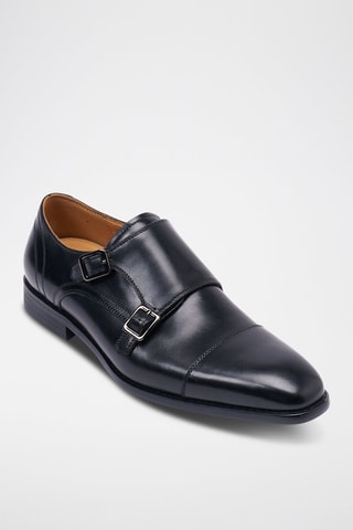 Derbies de fivela de couro Monk - Preto - Preto