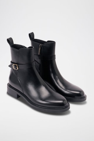 Botins regular em couro - Preto - Preto
