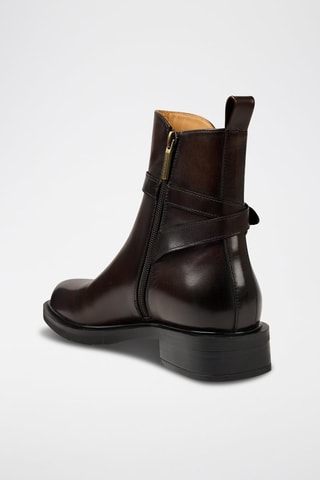 Botins regular em couro - Castanho-escuro - Castanho-escuro