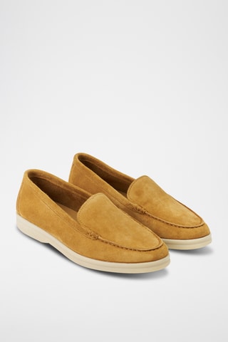 Slip-on em couro camurça Regular - Castanho