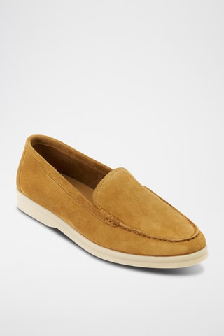 Slip-on em couro camurça Regular - Castanho