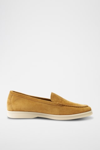 Slip-on em couro camurça Regular - Castanho
