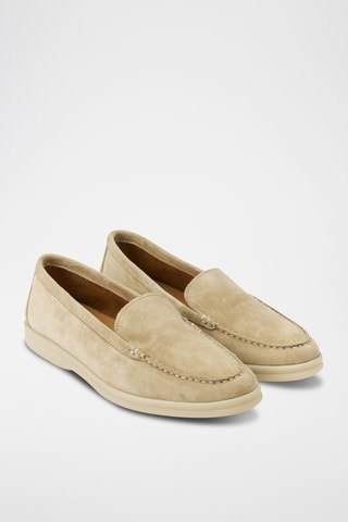 Slip-on em couro camurça Regular - Castanho