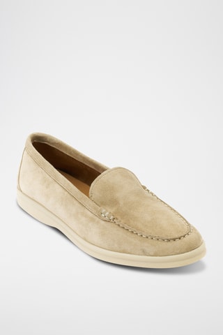 Slip-on em couro camurça Regular - Castanho