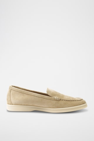 Slip-on em couro camurça Regular - Castanho