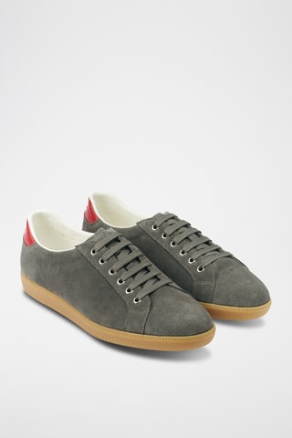 Sapatilhas em couro camurça Regular - Cinzento