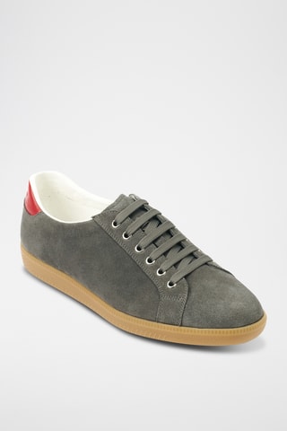 Sapatilhas em couro camurça Regular - Cinzento