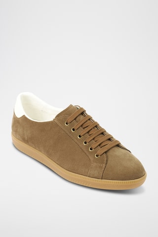 Sapatilhas em couro camurça Regular - Castanho