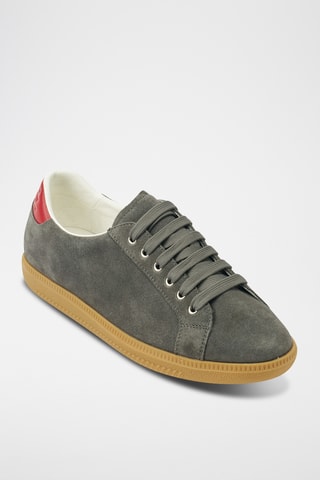 Sapatilhas em couro camurça Regular - Cinzento