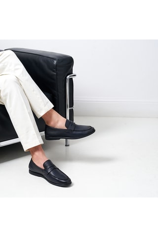 Mocassins em couro Regular - Azul-marinho