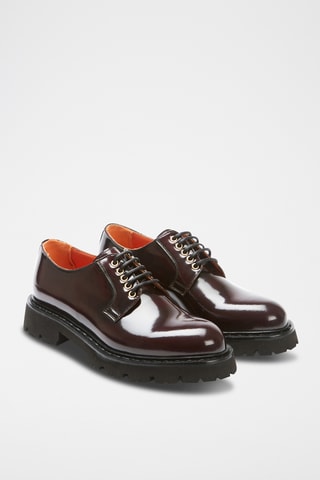 Derbies com plataforma em couro Regular - Bordô