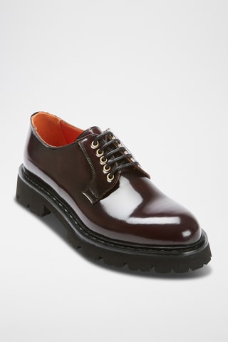 Derbies com plataforma em couro Regular - Bordô