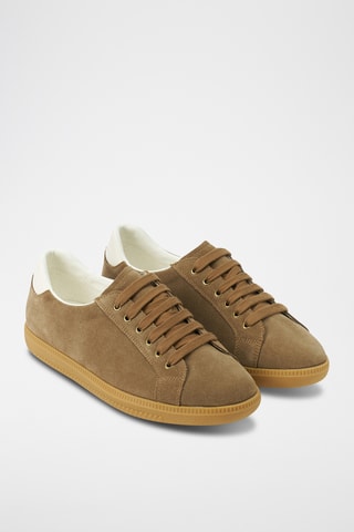 Sapatilhas em couro camurça Regular - Castanho