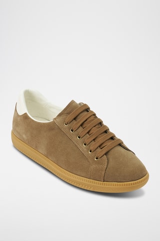 Sapatilhas em couro camurça Regular - Castanho