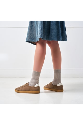 Sapatilhas em couro camurça Regular - Castanho