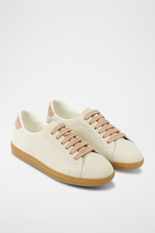 Sapatilhas em couro camurça Regular - Branco