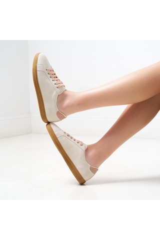 Sapatilhas em couro camurça Regular - Branco