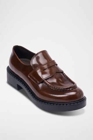 Mocassins de salto envernizados em couro Regular - Castanho