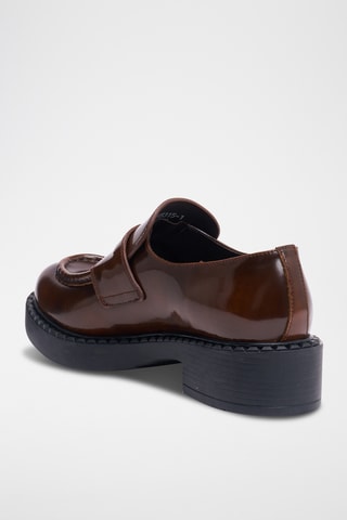 Mocassins de salto envernizados em couro Regular - Castanho