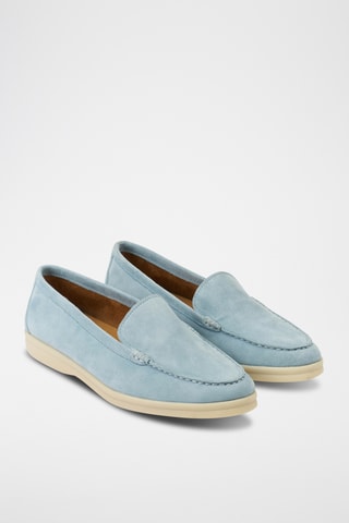 Slip-on em couro camurça Regular - Azul-marinho