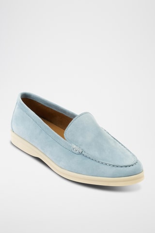 Slip-on em couro camurça Regular - Azul-marinho