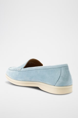 Slip-on em couro camurça Regular - Azul-marinho