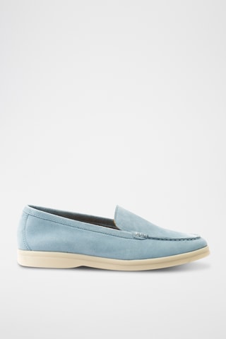 Slip-on em couro camurça Regular - Azul-marinho