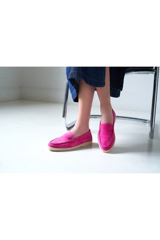 Slip-on em couro camurça Regular - Vermelho