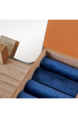 Miroir en bois - Naturel et bleu - 12 x 17 cm