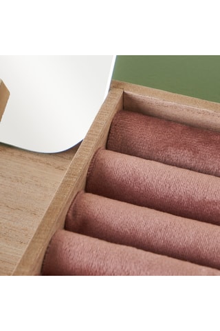 Miroir en bois - Naturel et bleu - 12 x 17 cm