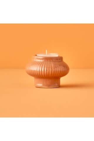 Portacandela in porcellana - Arancione - 8 x 6 cm