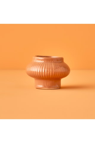 Portacandela in porcellana - Arancione - 8 x 6 cm