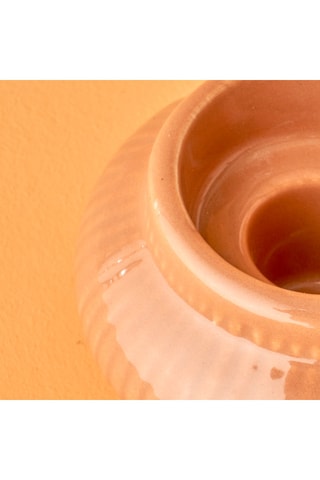 Portacandela in porcellana - Arancione - 8 x 6 cm