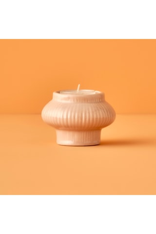 Portacandela in porcellana - Beige - 8 x 6 cm