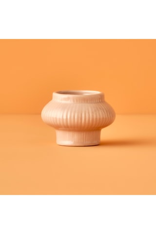 Portacandela in porcellana - Beige - 8 x 6 cm