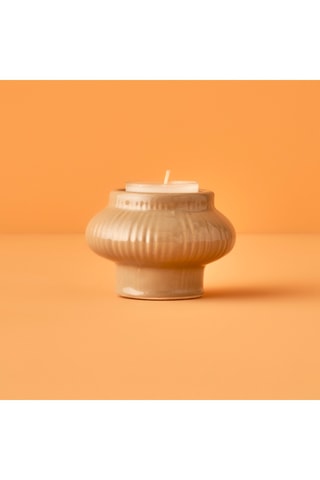 Portacandela in porcellana - Beige - 8 x 6 cm