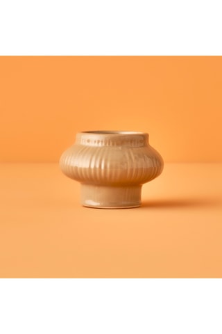 Portacandela in porcellana - Beige - 8 x 6 cm