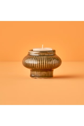 Portacandela in porcellana - Verde - 8 x 6 cm