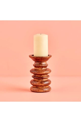 Portacandela in mango - Neutro - 10 x 10 x 15 cm