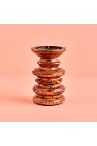 Portacandela in mango - Neutro - 10 x 10 x 15 cm