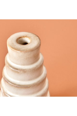 Portacandela in porcellana - Beige - 6 x 6 x 12 cm