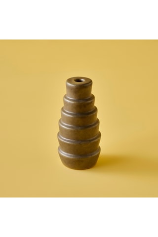 Portacandela in porcellana - Marrone - 6 x 6 x 12 cm