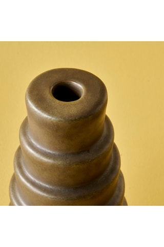 Portacandela in porcellana - Marrone - 6 x 6 x 12 cm