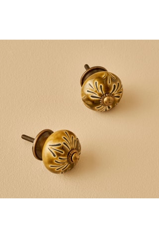 2 pomelli in ceramica - Dorato