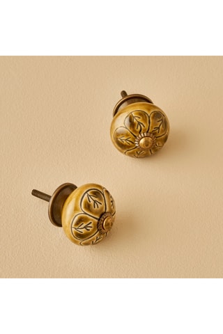 2 pomelli in ceramica - Dorato