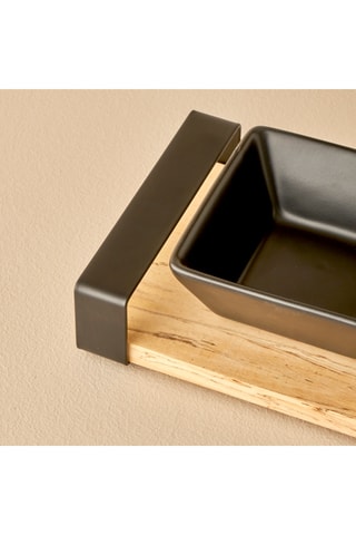 Piatti in ceramica e legno - 4 pezzi