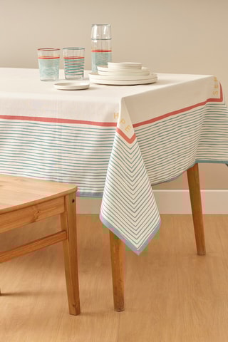 Toalha de mesa - Branco e azul