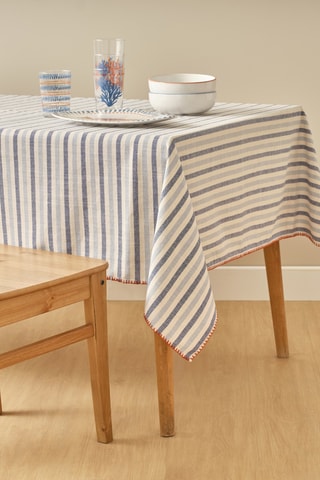 Toalha de mesa retangular - Azul e branco