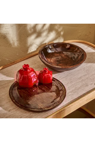 Piatto decorativo in mango - Marrone - 25 x 25 x 1,5 cm